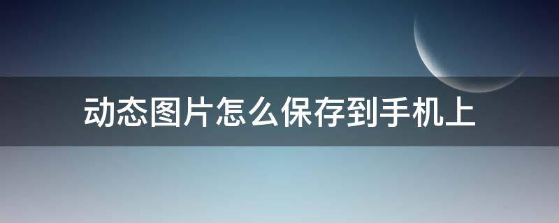 动态图片怎么保存到手机上 网上动态图片怎么保存到手机上