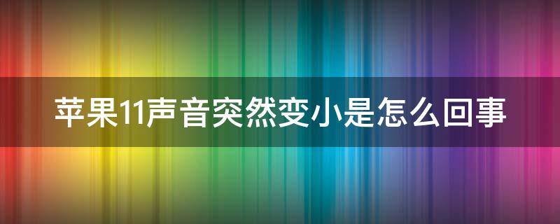 苹果11声音突然变小是怎么回事 苹果11声音突然很小