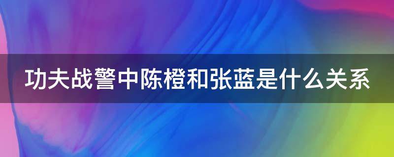 功夫战警中陈橙和张蓝是什么关系 功夫特警陈橙和张蓝什么关系