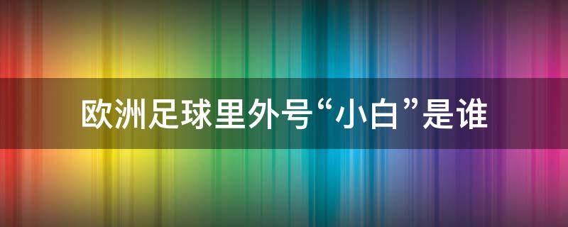 欧洲足球里外号“小白”是谁 足球小白是谁的绰号