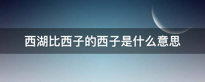 西湖比西子的西子是什么意思（西湖比作西子西子是什么意思）