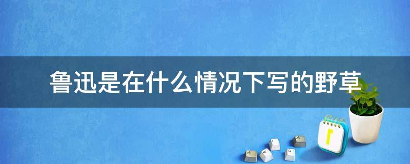 鲁迅是在什么情况下写的野草（从野草可以看出鲁迅是什么人）