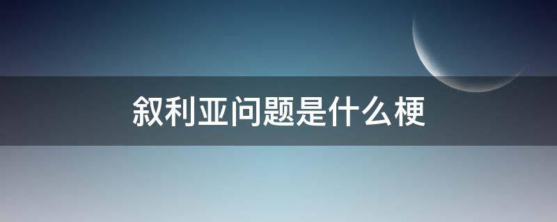 叙利亚问题是什么梗 叙利亚到底是什么梗