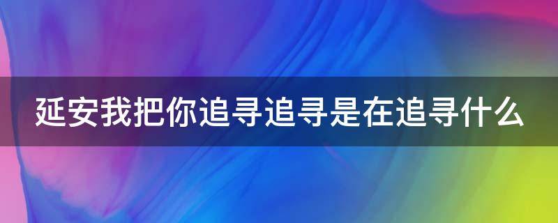 延安我把你追寻追寻是在追寻什么 延安我把你追寻追寻是在追寻什么样的延安精神