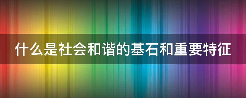 什么是社会和谐的基石和重要特征（什么是社会和谐的基石和重要特征?）