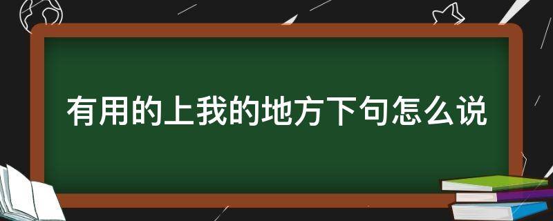 有用的上我的地方下句怎么说 有用得上我的地方