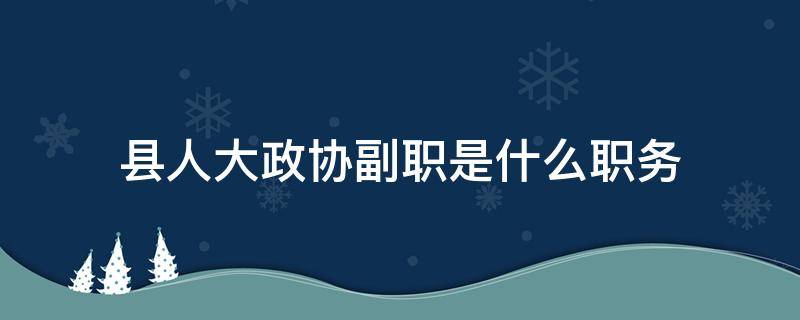 县人大政协副职是什么职务 县级人大政协副职