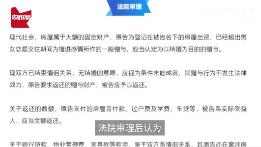 男子买房放女友名下分手后全要回 男朋友出资买房登记在女方名下,双方放弃房产